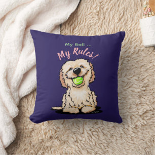 KiniArt Goldendoodle MY BALL Throw Pillow