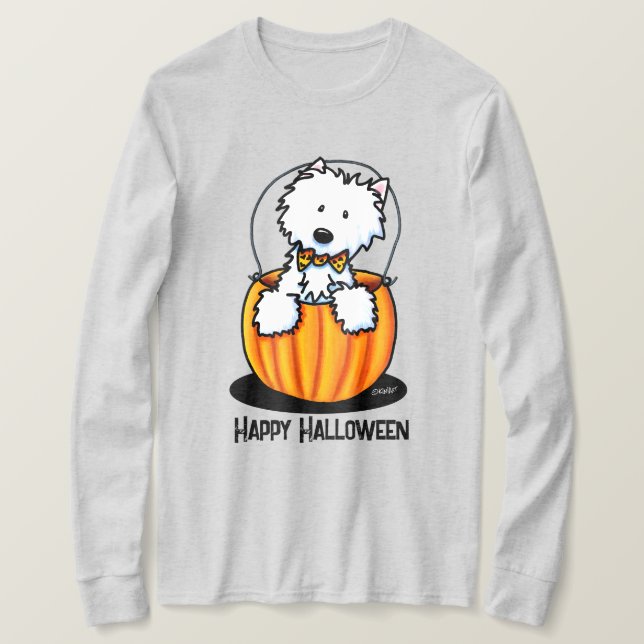 KiniArt Halloween Westie Terrier T-Shirt (Design Front)
