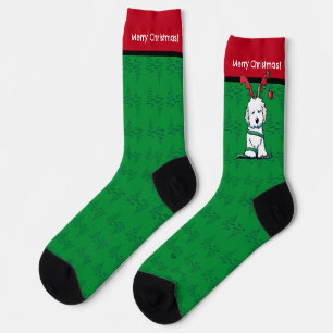 KiniArt Havanese Reindeer Christmas Socks