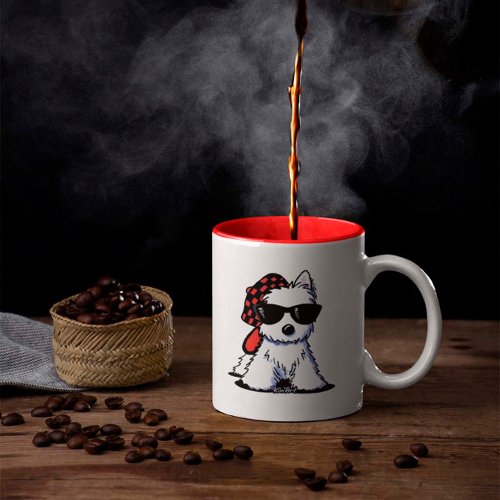 KiniArt Hip Hop Westie Two_Tone Coffee Mug