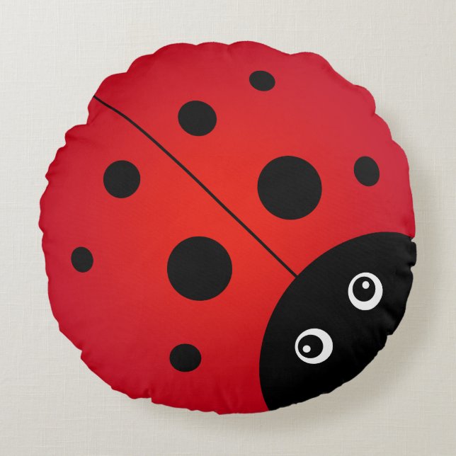 KiniArt Ladybug Round Pillow (Front)