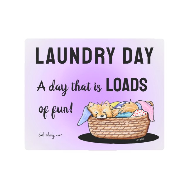 KiniArt Laundry Day Pom Metal Print (Front)