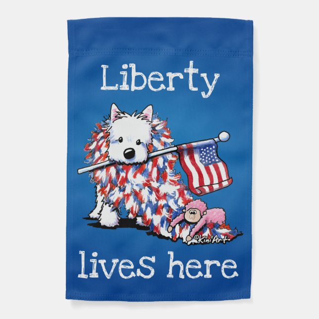 KiniArt Liberty Westie Garden Flag (Front)