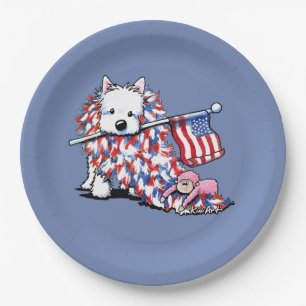 KiniArt Liberty Westie Portrait Paper Plates
