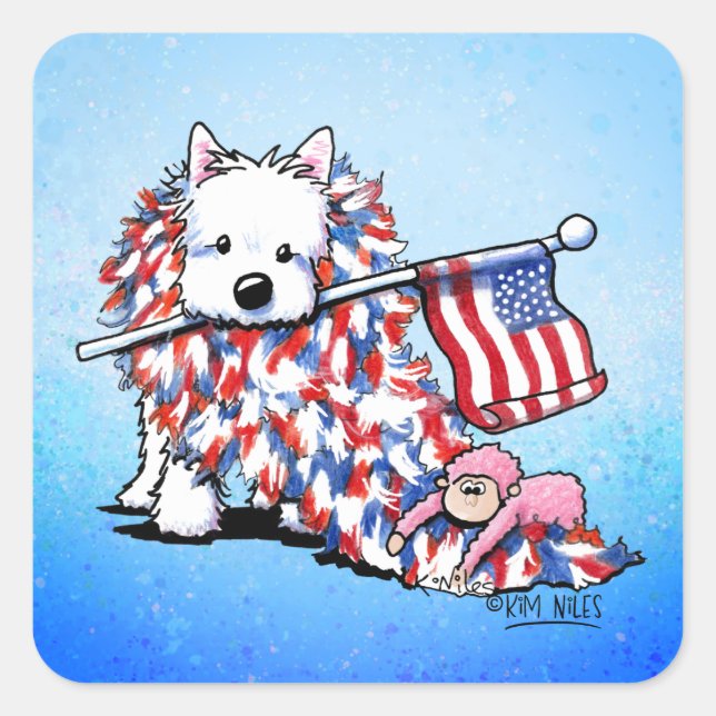 KiniArt Liberty Westie Square Sticker (Front)