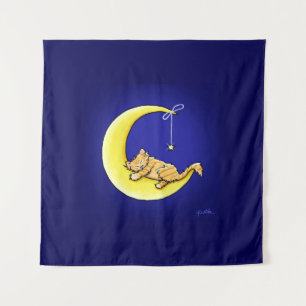 KiniArt Lunar Love Orange Kitten Tapestry