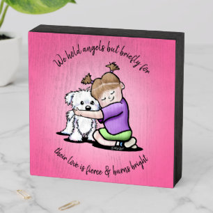 KiniArt Maltese Holding Angels Wooden Box Sign