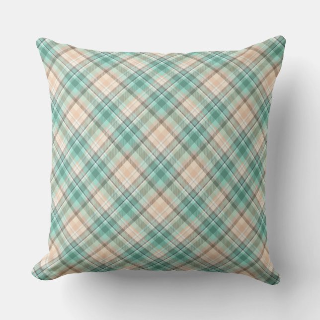 KiniArt Marina Plaid Throw Pillow (Front)