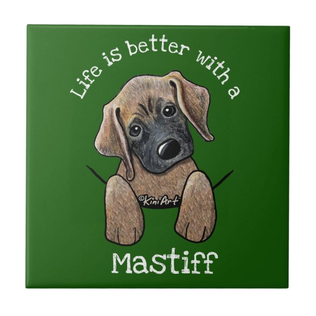 KiniArt Mastiff Puppy Ceramic Tile (Front)