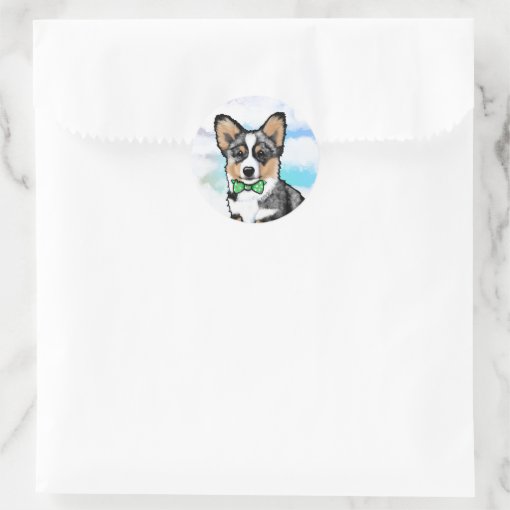 KiniArt Merle Corgi Classic Round Sticker