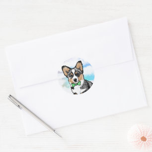 KiniArt Merle Corgi Classic Round Sticker