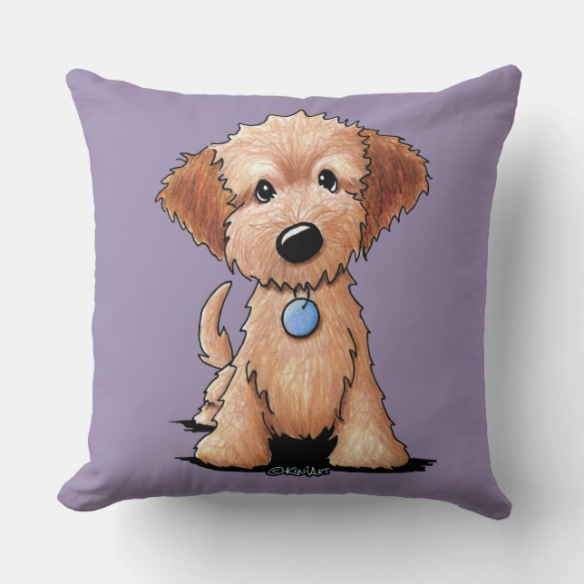 KiniArt Mini Goldendoodle Throw Pillow (Front)