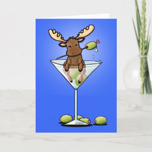KiniArt Moose Martini Holiday Card
