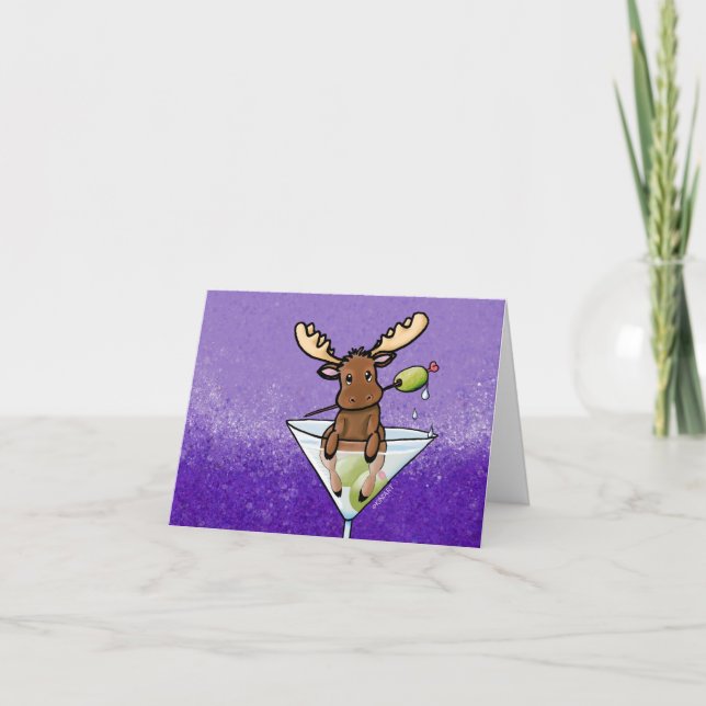 KiniArt Moose Martini Letterpress Thank You Card (Front)