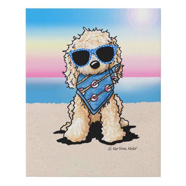 KiniArt Nautical Pup Dog Beach Faux Canvas Print (Front)