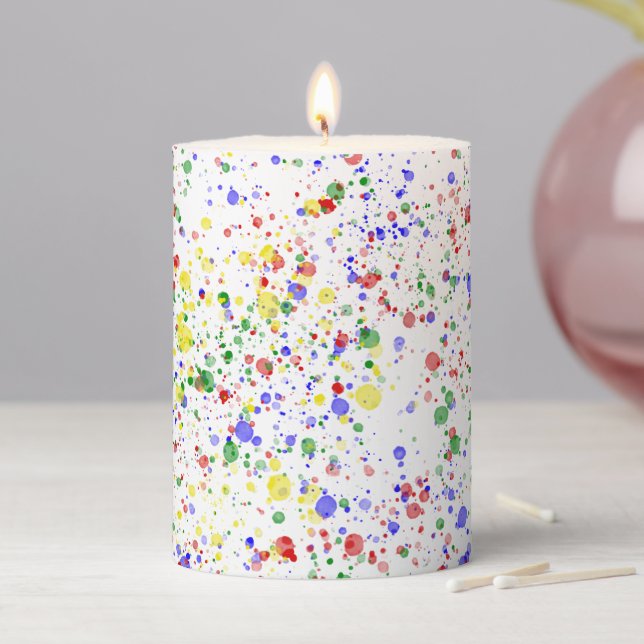 KiniArt Paint Splatter Pillar Candle (In Situ)