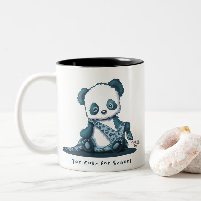 KiniArt Panda Cub  Two-Tone Coffee Mug (With Donut)