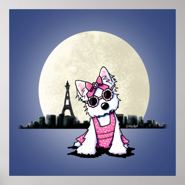 KiniArt Paris Night Olivia Westie Poster (Front)