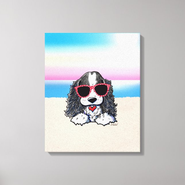 KiniArt Parti Cocker Spaniel Dog Beach Canvas Prin (Front)