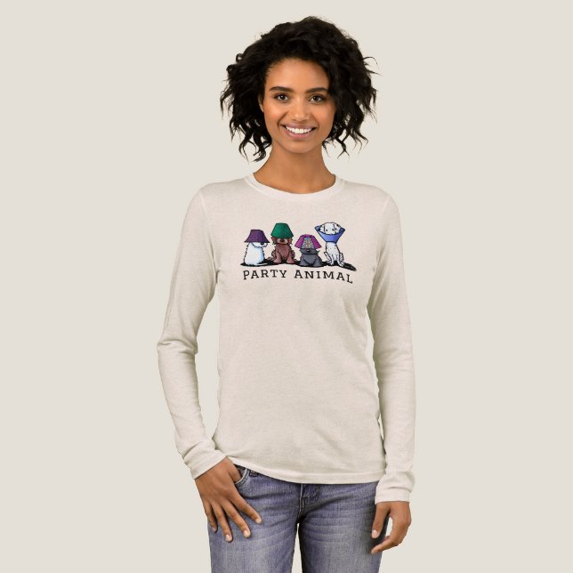 KiniArt Party Dogs T-Shirt Tri-Blend Shirt (Full Front)