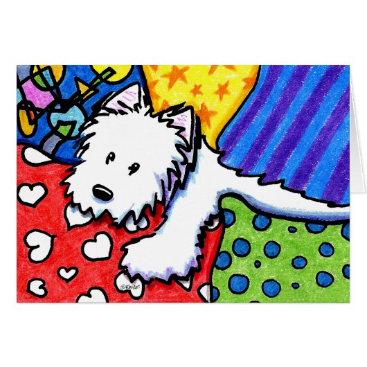 KiniArt Pillow Pile Westie (Front Horizontal)