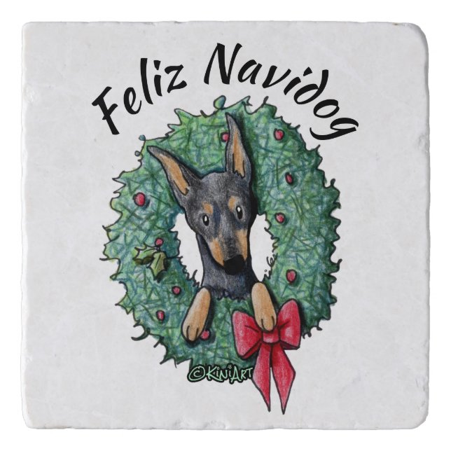 KiniArt Pinscher Christmas Trivet (Front)