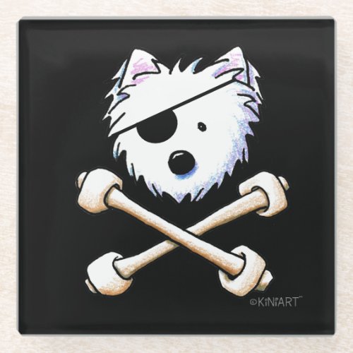 KiniArt Pirate Westie Crossbones Coaster