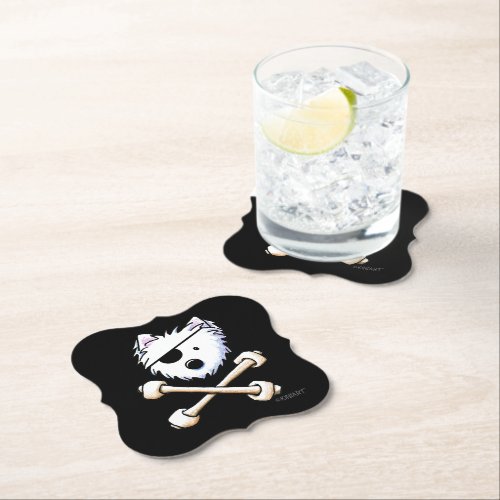 KiniArt Pirate Westie Crossbones Coaster