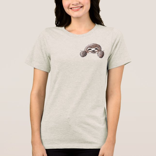 KiniArt Pocket Sloth Tri-Blend Shirt (Front)