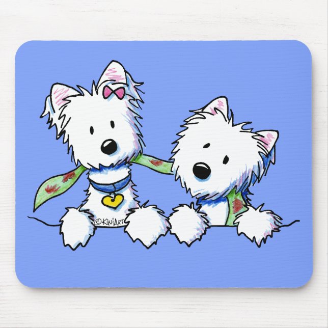 KiniArt Pocket Westie Boy and Girl Mouse Pad (Front)