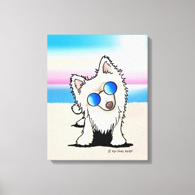 KiniArt Pomeranian Dog Beach Canvas Print (Front)