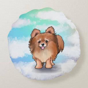 KiniArt Pomeranian Huggable Round Pillow