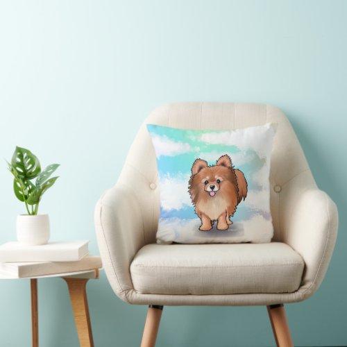 KiniArt Pomeranian Huggable  Throw Pillow