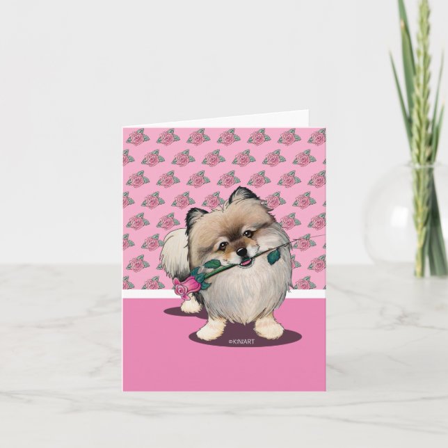 KiniArt Pomeranian Walter Holiday Card (Front)