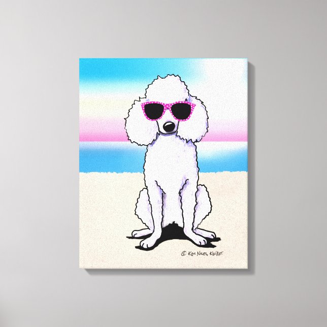 KiniArt Poodle Beach Dog Canvas Print (Front)