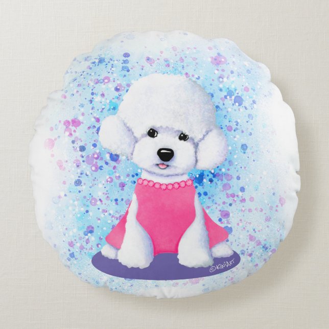 KiniArt Poodle Round Pillow (Front)