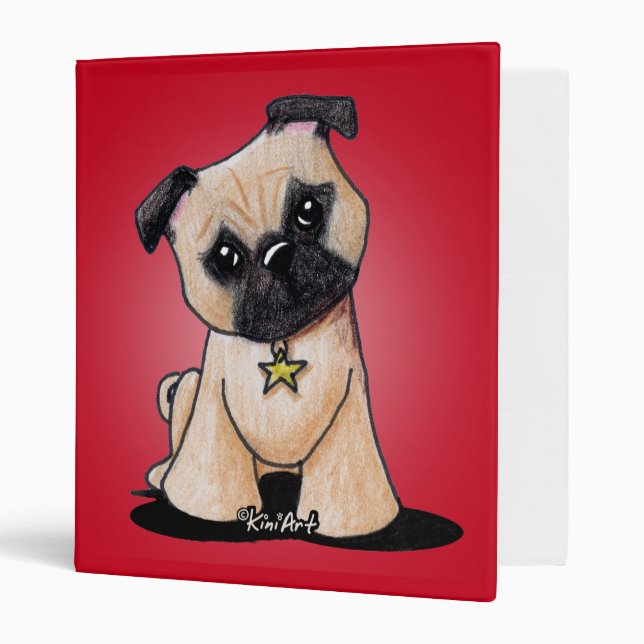 KiniArt Pug 3 Ring Binder (Front/Inside)