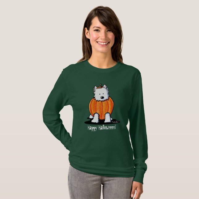 KiniArt Punkin Westie Ladies Dark LS T-Shirt (Front Full)