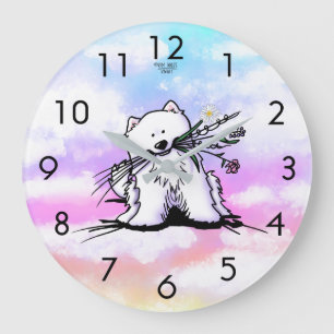 KiniArt Rainbow Bridge Samoyed Large Clock