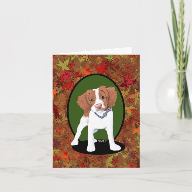 KiniArt Red Brittany Thanksgiving Card (Front)
