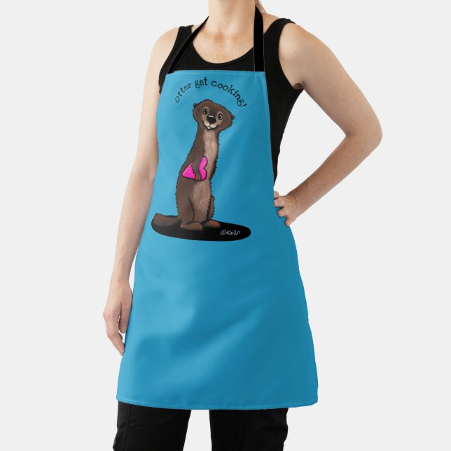 KiniArt River Otter All-Over Print Apron (Insitu)