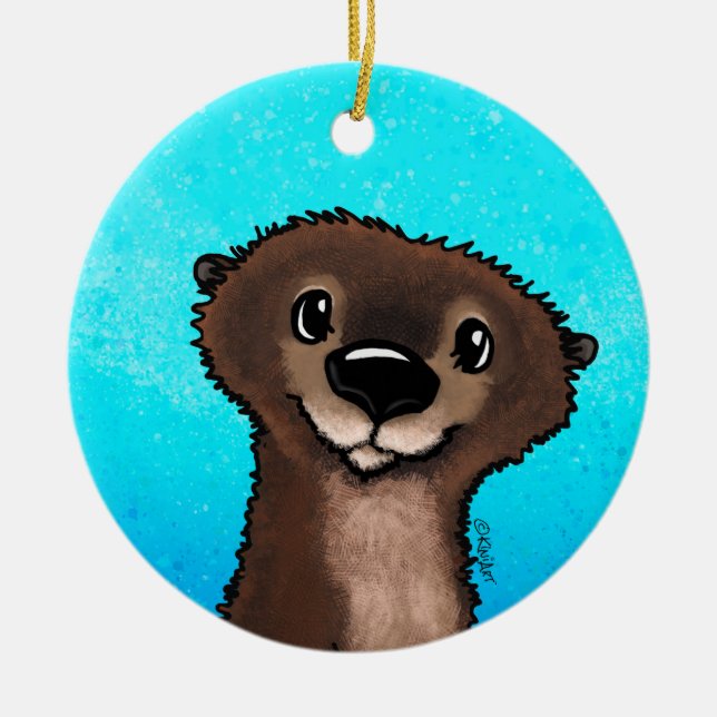 KiniArt River Otter Ceramic Ornament (Front)