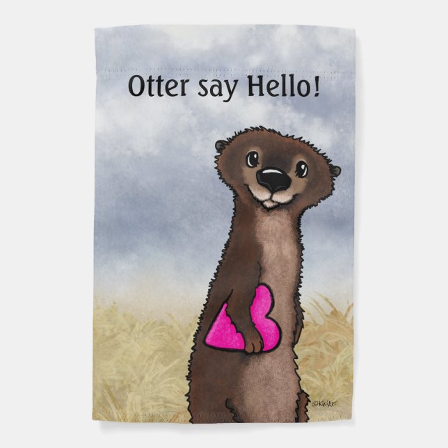KiniArt River Otter Garden Flag (Front)