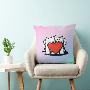 KiniArt Samoyed Heartfelt Duo Throw Pillow