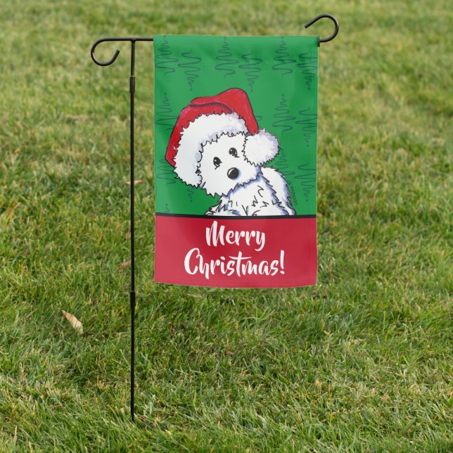 KiniArt Santa Baby Westie Christmas Garden Flag (In SItu)