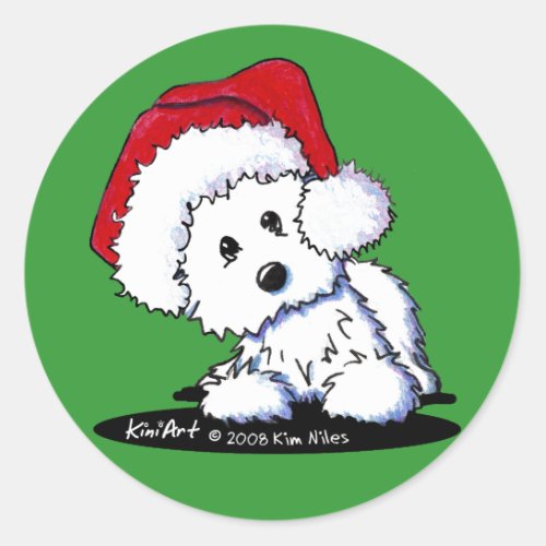 KiniArt Santa Westie Dog Stickers