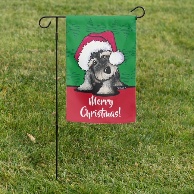 KiniArt Schnauzer Christmas Garden Flag (In SItu)