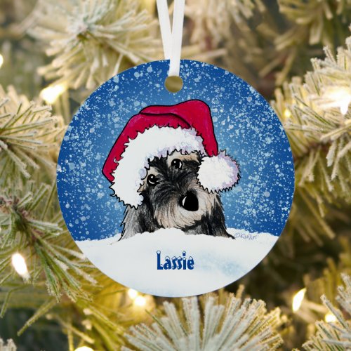 KiniArt Schnauzer Christmas Metal Ornament