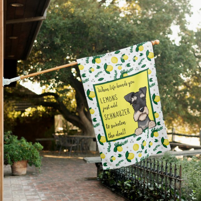 KiniArt Schnauzer  Lemons House Flag (In SItu)