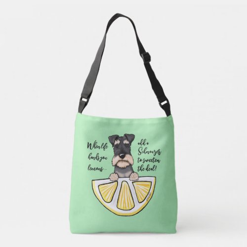 KiniArt Schnauzer Life Lemons Crossbody Bag